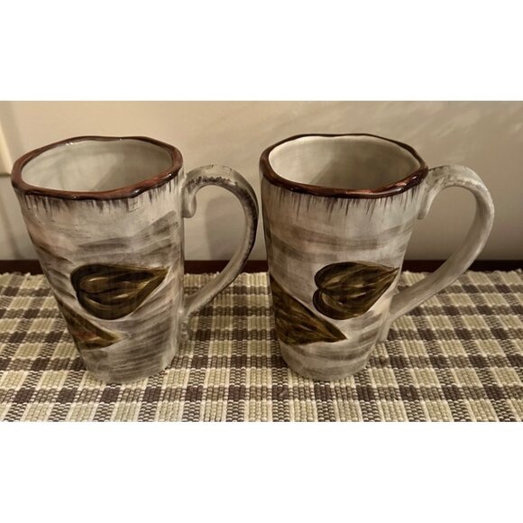 Hand-Painted TableTops Gallery Waterloo Water Lily Mugs Set Of 2 Dishwasher Safe - Picture 2 of 8